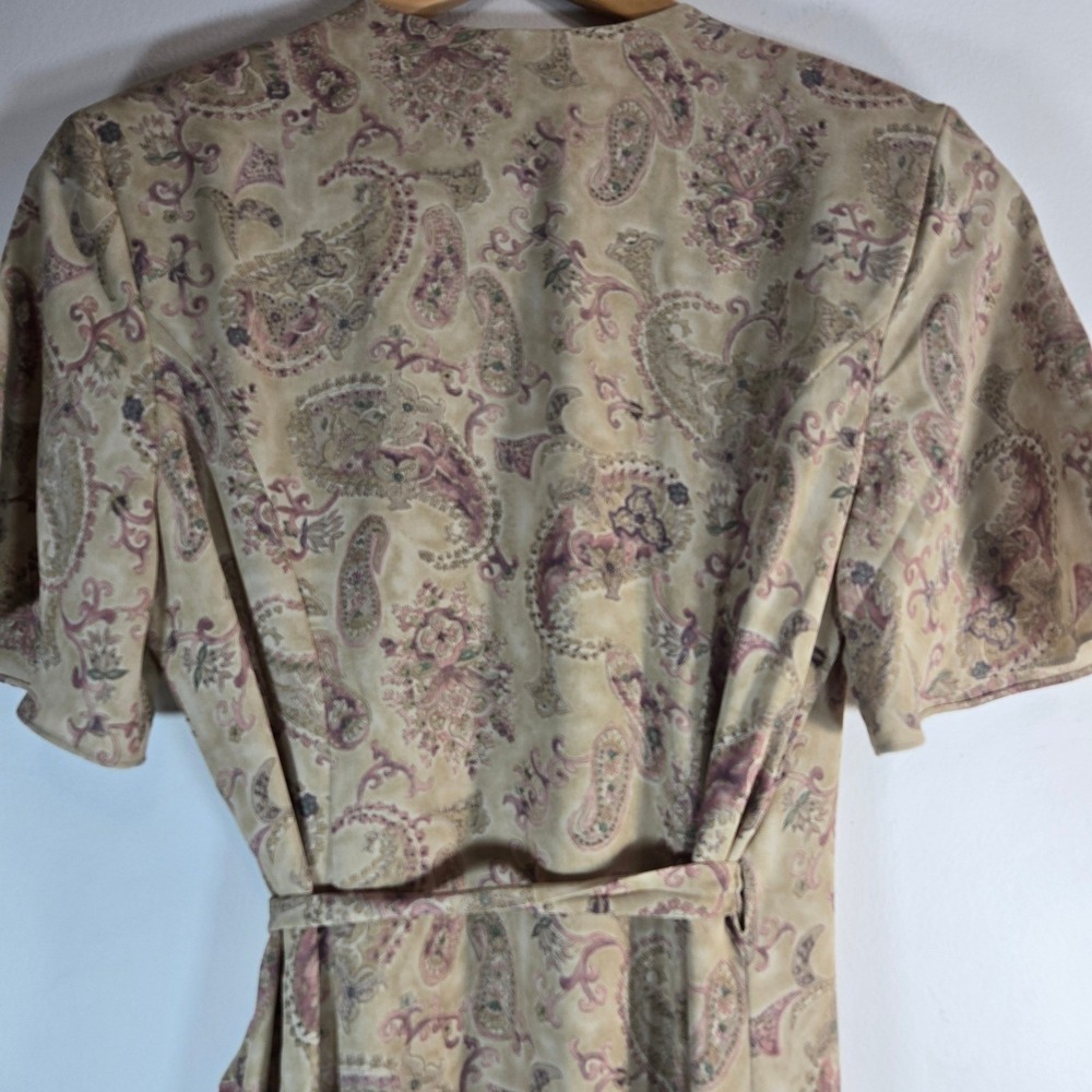 Vintage Liz Claiborne Paisley Wrap Midi Dress Size 8 Boho Cottagecore 90s - Picture 8 of 10
